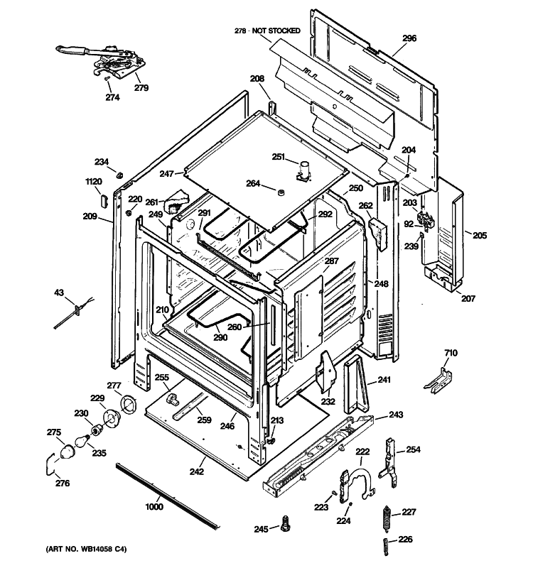 BODY PARTS Diagram and Parts List for RB740BH5CT  Hotpoint Range