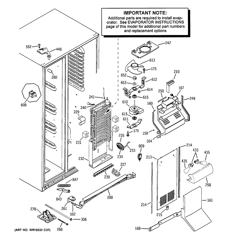 FREEZER SECTION Diagram and Parts List for PHG25MGTAFBB  General Electric Refrigerator