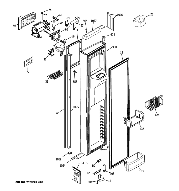 FREEZER DOOR Diagram and Parts List for PSIC5RGXAFBV  General Electric Refrigerator