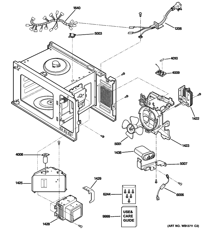 INTERIOR PARTS 1 Diagram and Parts List for JEB186CDN1BB  General Electric Microwave