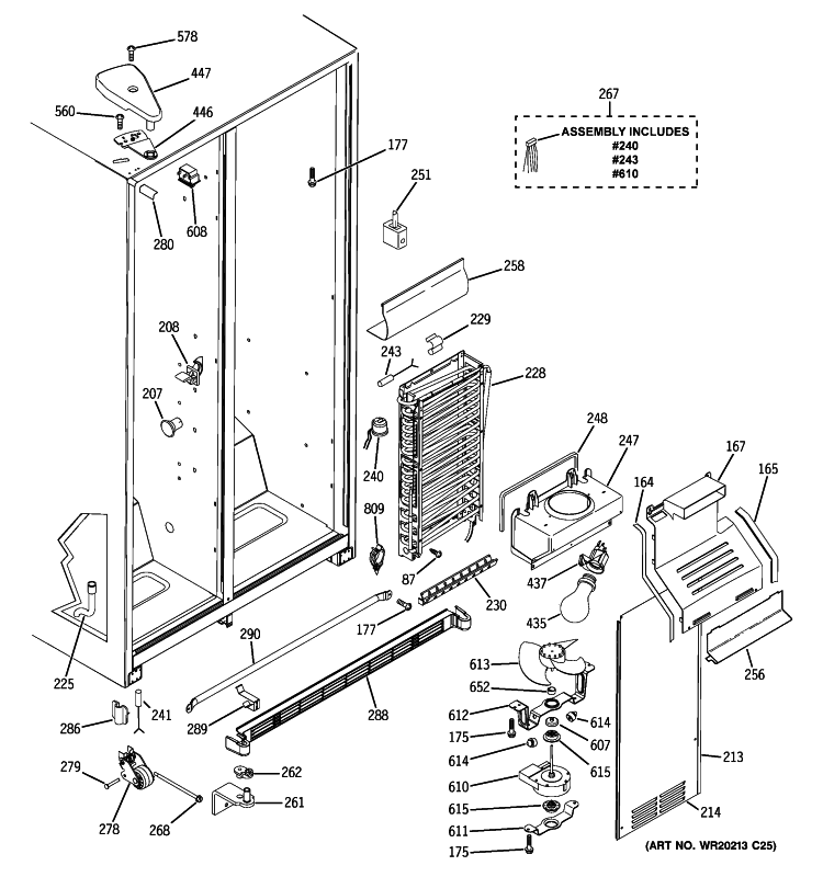 FREEZER SECTION Diagram and Parts List for GSL22JFXALB  General Electric Refrigerator