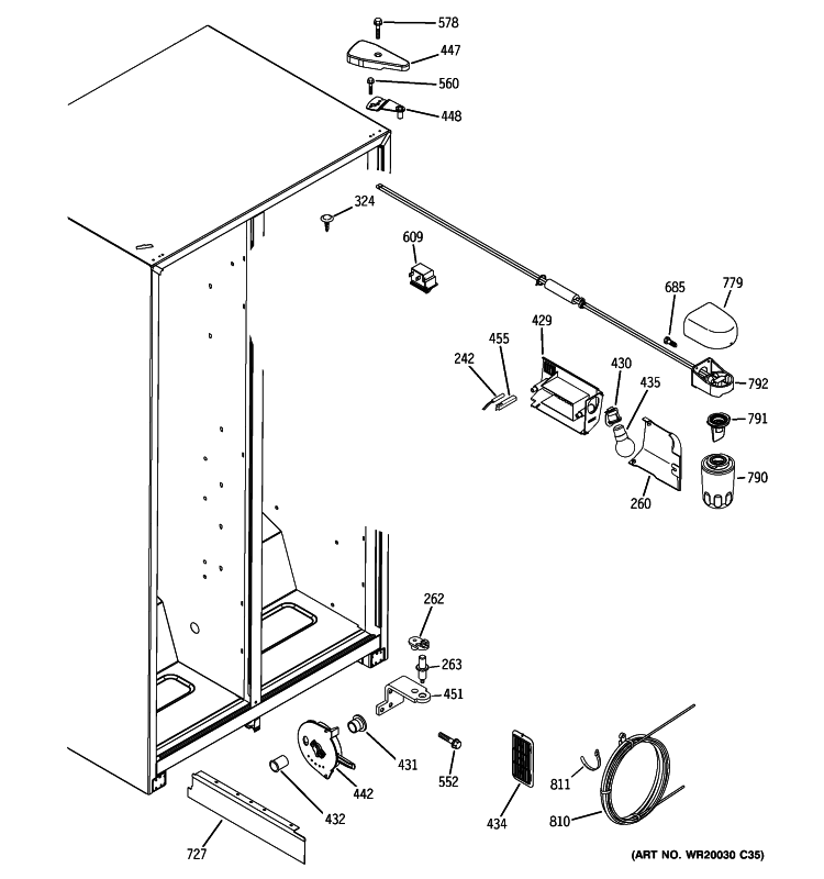FRESH FOOD SECTION Diagram and Parts List for GSL22JFXALB  General Electric Refrigerator