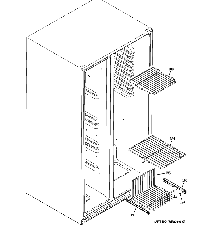 FREEZER SHELVES Diagram and Parts List for GSHL5KGXBCLS  General Electric Refrigerator