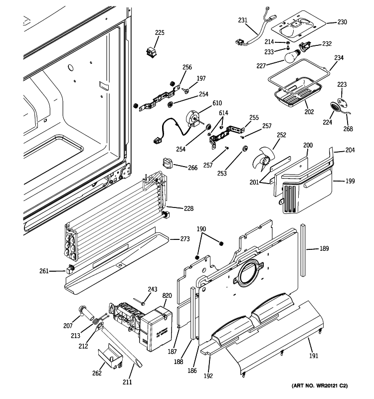 FREEZER SECTION Diagram and Parts List for PFSF5PJXAWW  General Electric Refrigerator