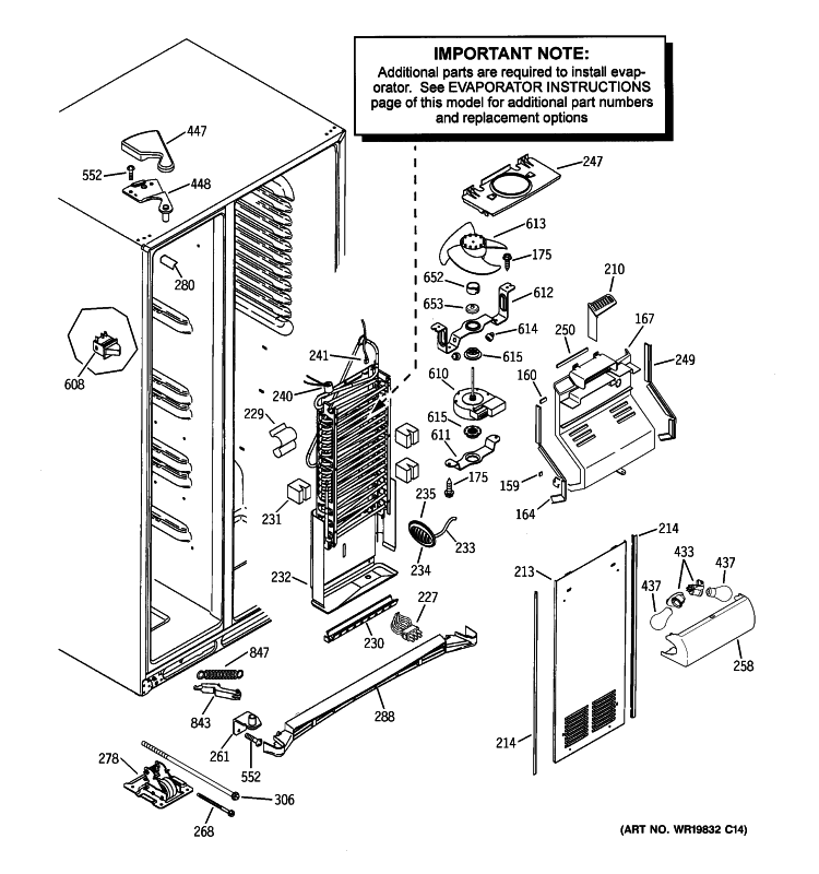 FREEZER SECTION Diagram and Parts List for PSCF3TGXAFWW  General Electric Refrigerator