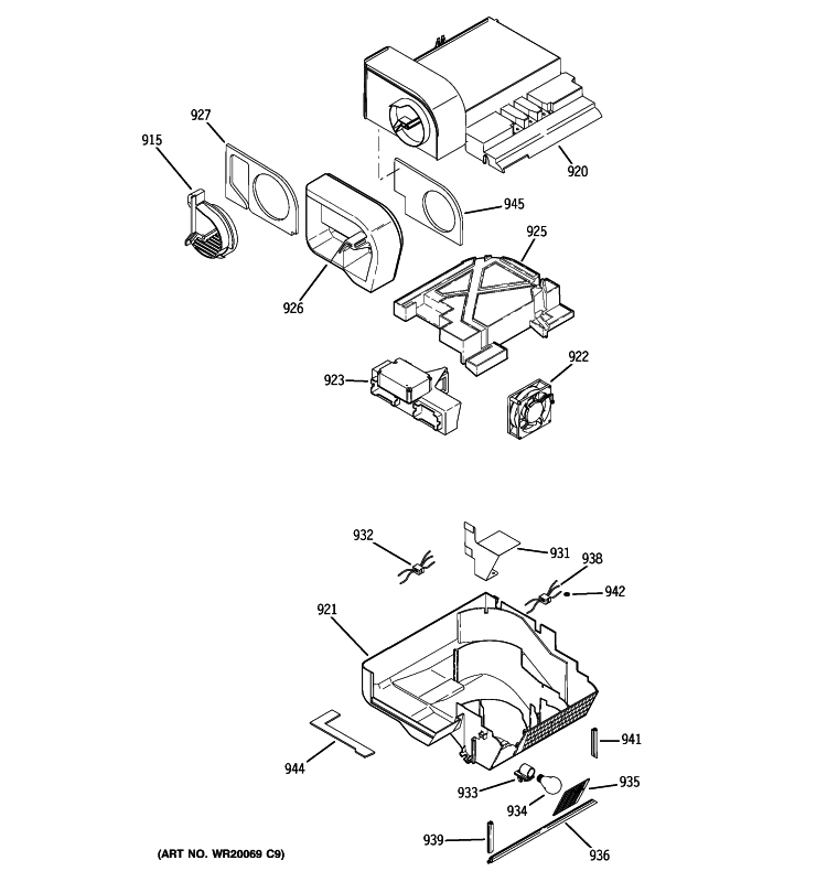 CUSTOM COOL Diagram and Parts List for PSHF6TGXBDWW  General Electric Refrigerator