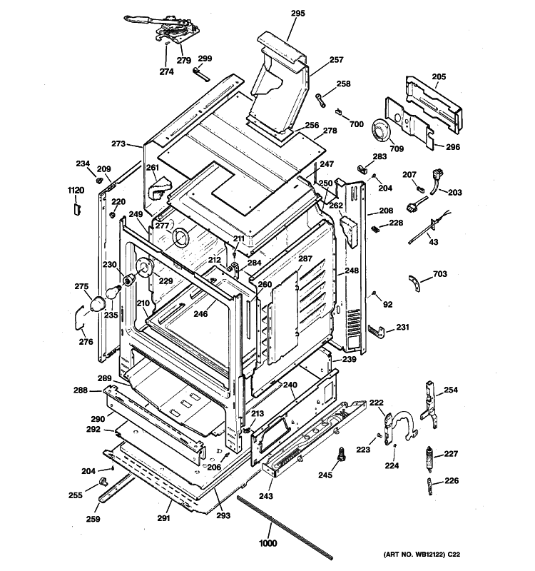 BODY PARTS Diagram and Parts List for EGR2002EM2BS  General Electric Range