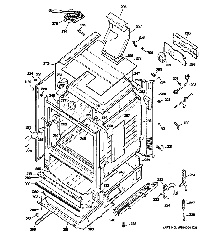 BODY PARTS Diagram and Parts List for JGBP33DEM2CC  General Electric Range