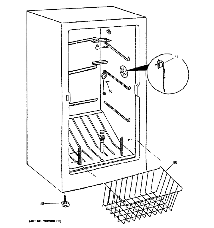 CABINET Diagram and Parts List for FUM5SNBWW  General Electric Freezer
