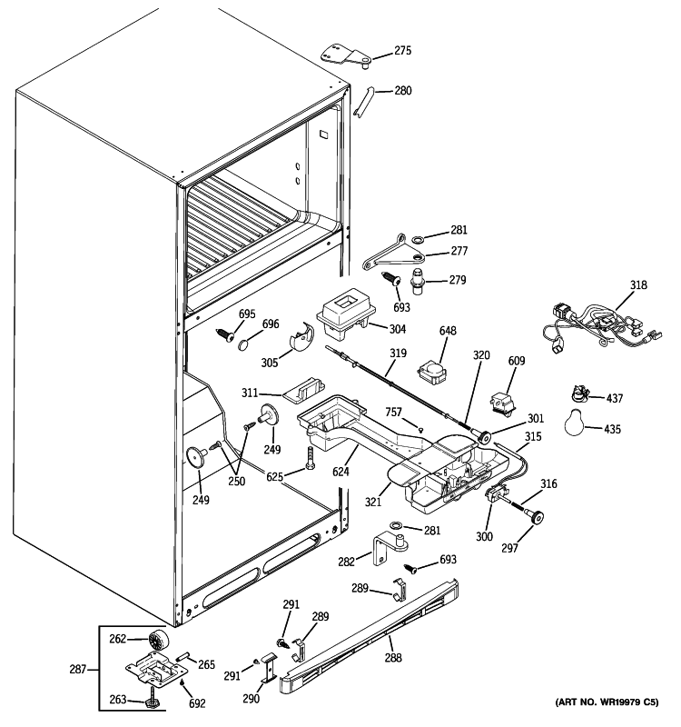 FRESH FOOD SECTION Diagram and Parts List for GTH18SBXARSS  General Electric Refrigerator