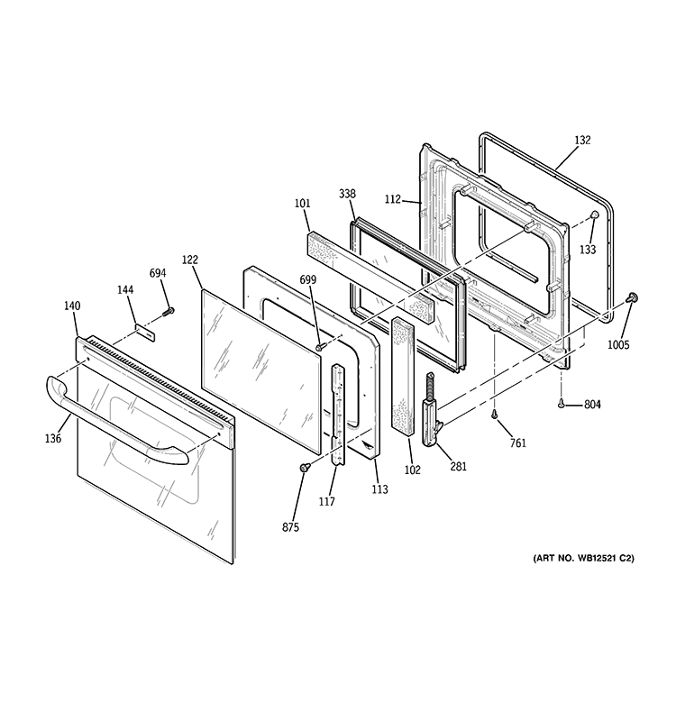 DOOR Diagram and Parts List for JKP86CF5CC  General Electric Microwave Oven Combo
