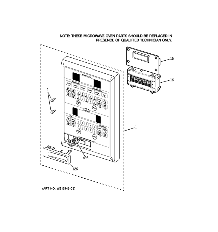 CONTROL PANEL Diagram and Parts List for JTP86CF6CC  General Electric Microwave Oven Combo