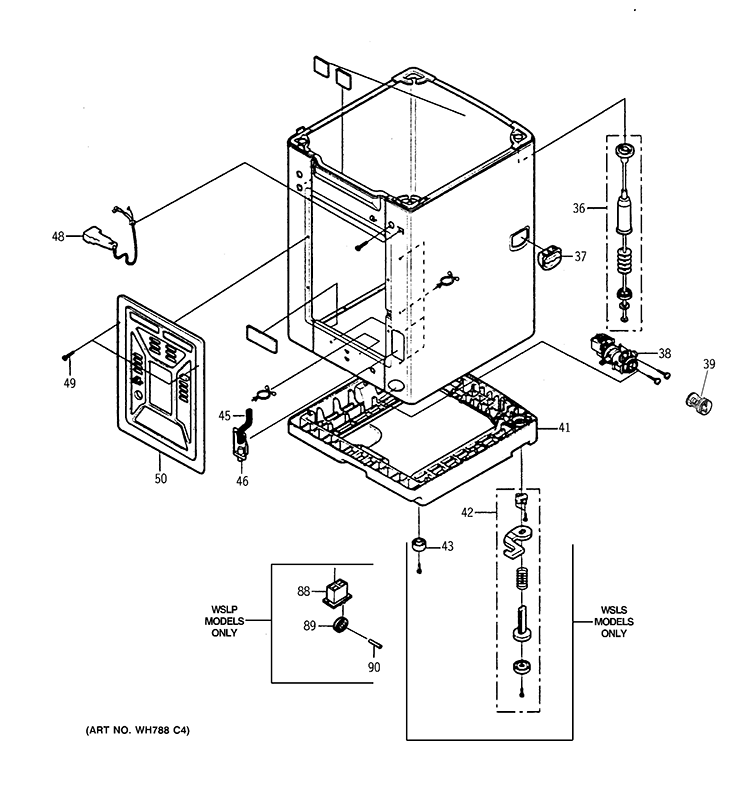 CABINET & CASE Diagram and Parts List for WSLS1100H0WW  General Electric Washer