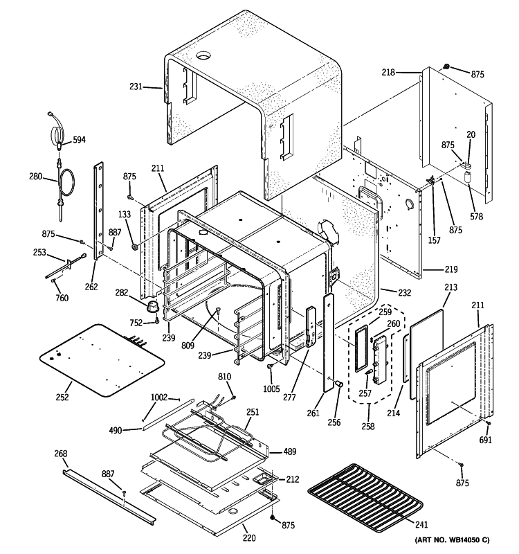 LOWER OVEN Diagram and Parts List for ZPRASHANT  General Electric Wall Oven