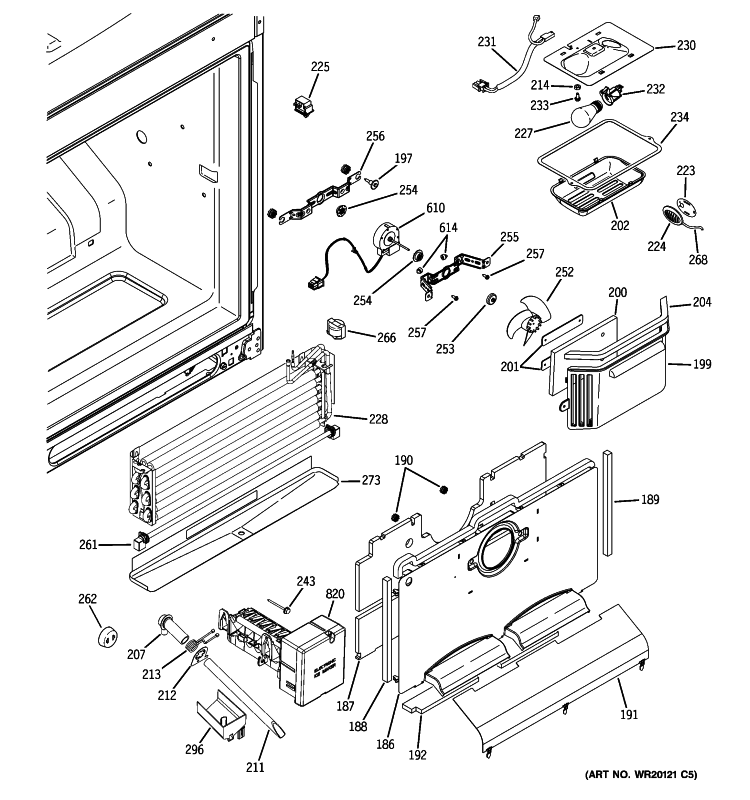 FREEZER SECTION Diagram and Parts List for PFCF1NJXAWW  General Electric Refrigerator