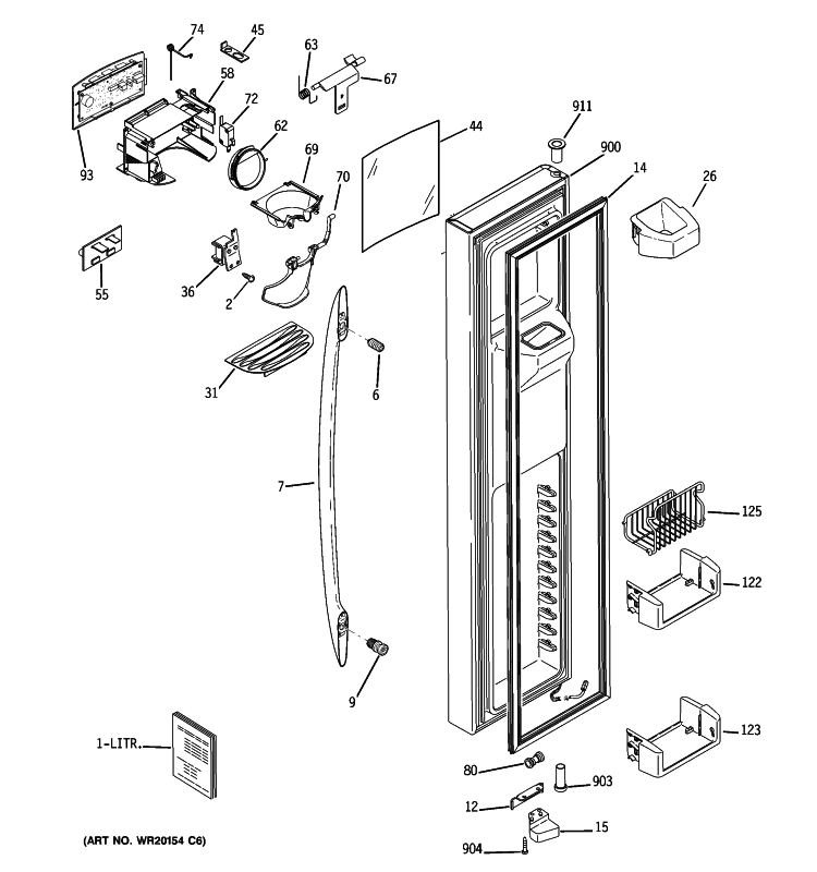 FREEZER DOOR Diagram and Parts List for PSDS5YGXBFSS  General Electric Refrigerator