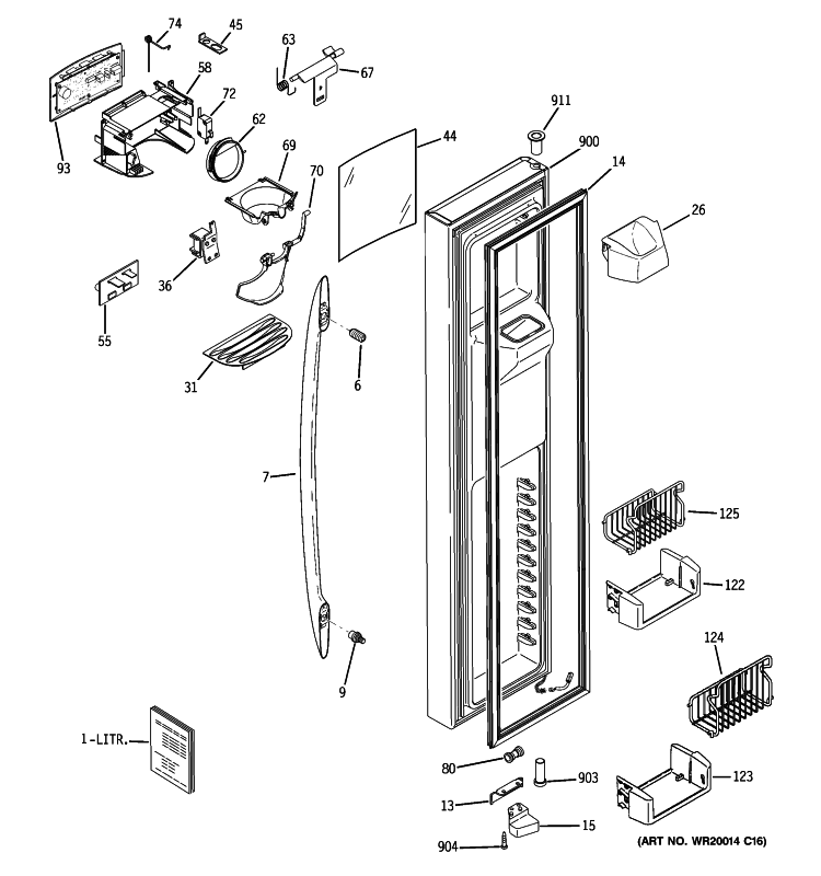 FREEZER DOOR Diagram and Parts List for PSHW6YGXBDSS  General Electric Refrigerator