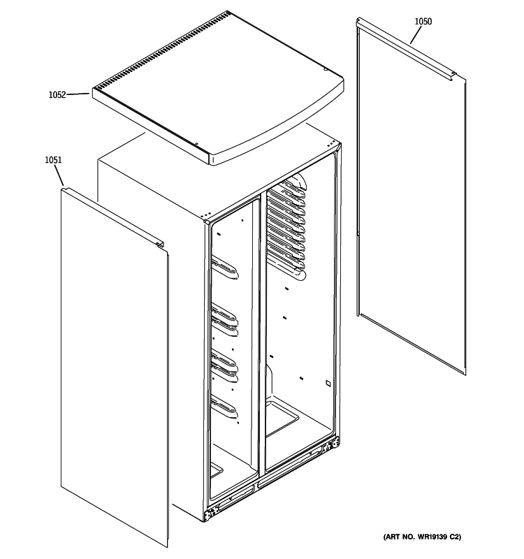 CLAD COMPONENTS Diagram and Parts List for PSHW6YGXBDSS  General Electric Refrigerator