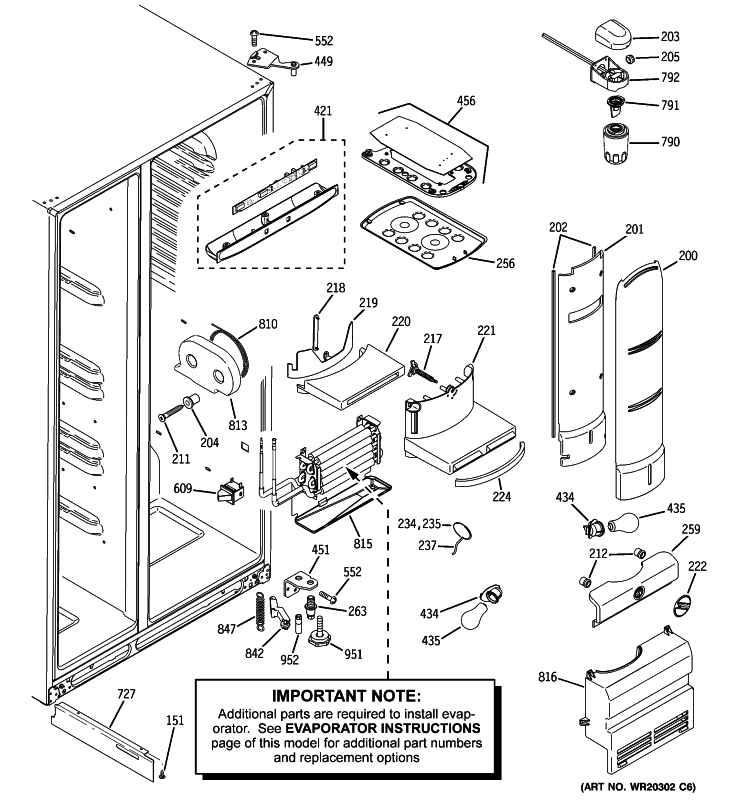 FRESH FOOD SECTION Diagram and Parts List for ZFSB23DXASS  General Electric Refrigerator