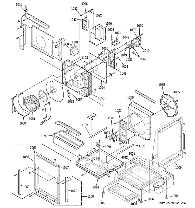 MOTOR, HEATER & BASE PAN PARTS Diagram and Parts List for AZ75W09DACM1  General Electric Air Conditioner