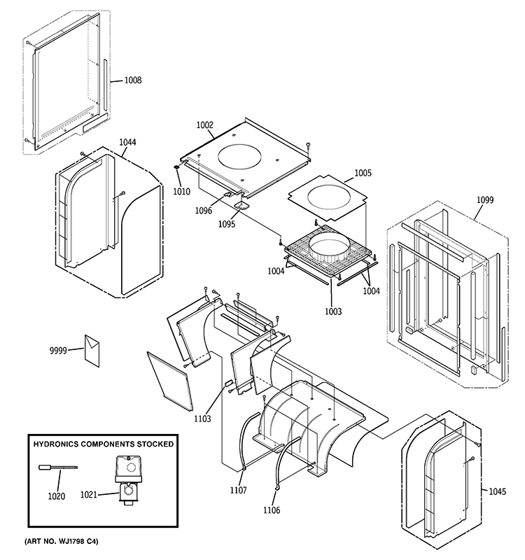 CHASSIS PARTS Diagram and Parts List for AZ75W12DACM1  General Electric Air Conditioner