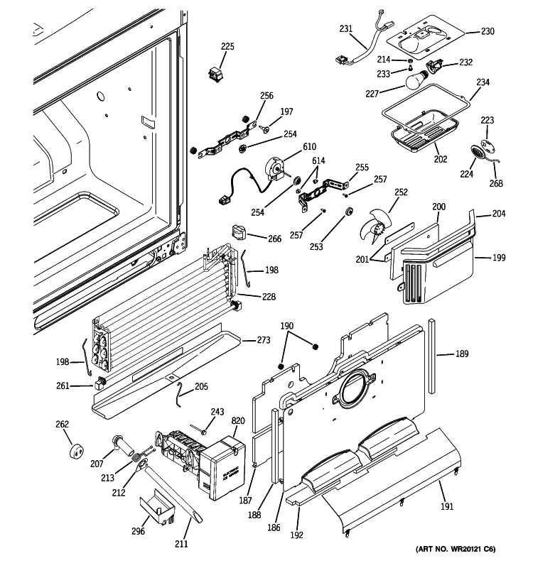 FREEZER SECTION Diagram and Parts List for PFSS5PJXASS  General Electric Refrigerator
