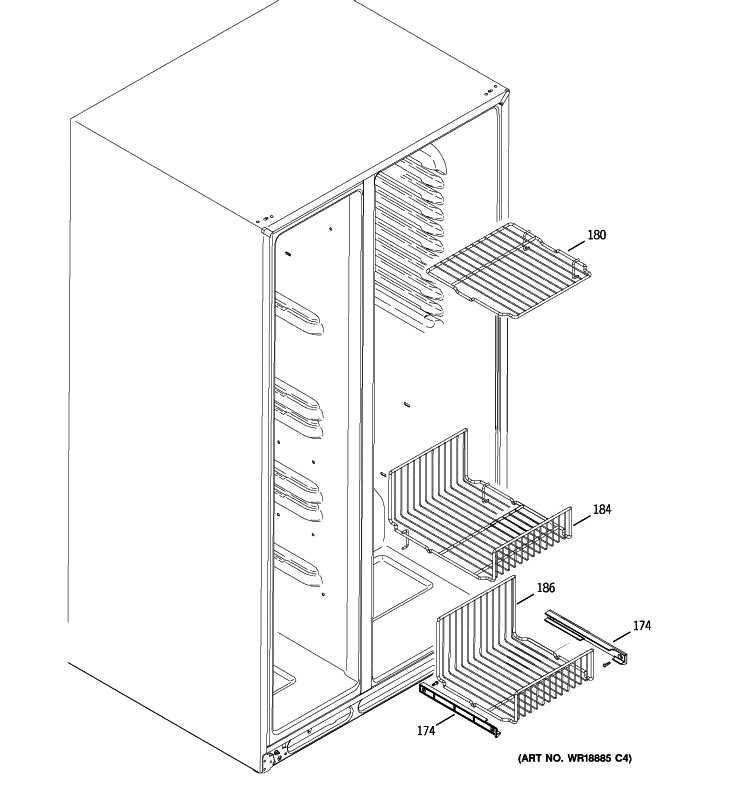 FREEZER SHELVES Diagram and Parts List for GSHF5MGXBEBB  General Electric Refrigerator