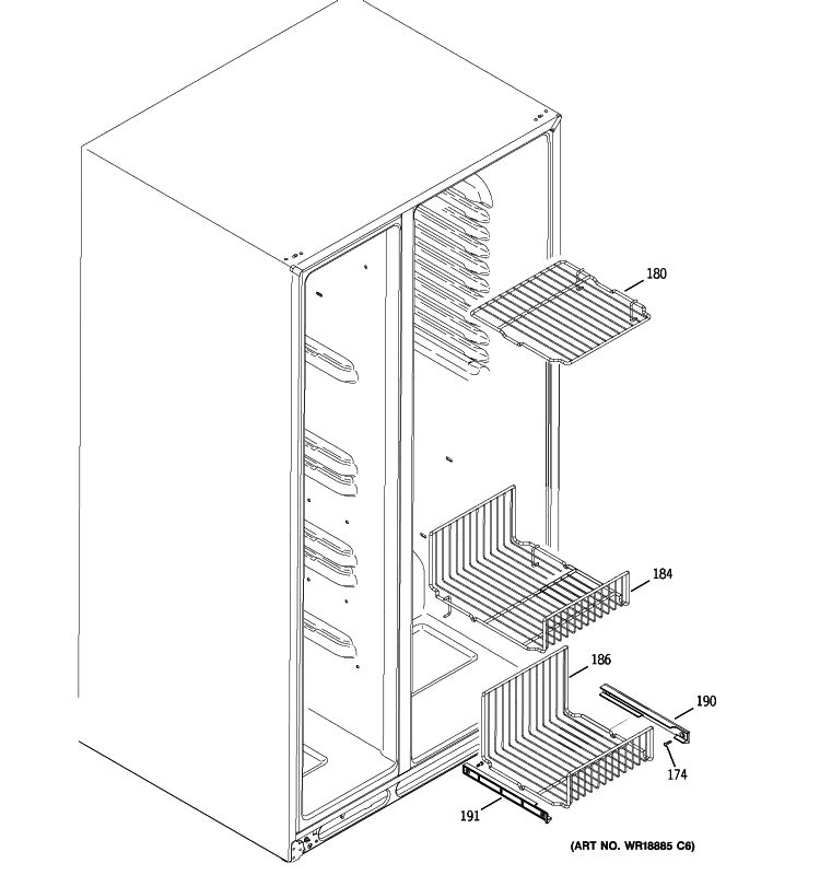 FREEZER SHELVES Diagram and Parts List for GSHL5MGXBELS  General Electric Refrigerator