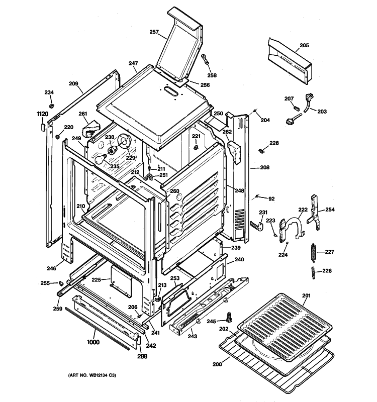 BODY PARTS Diagram and Parts List for RGB528PEN1BB  Hotpoint Range