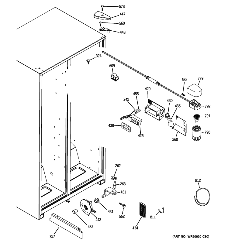 FRESH FOOD SECTION Diagram and Parts List for HSS25IETAWW  Hotpoint Refrigerator