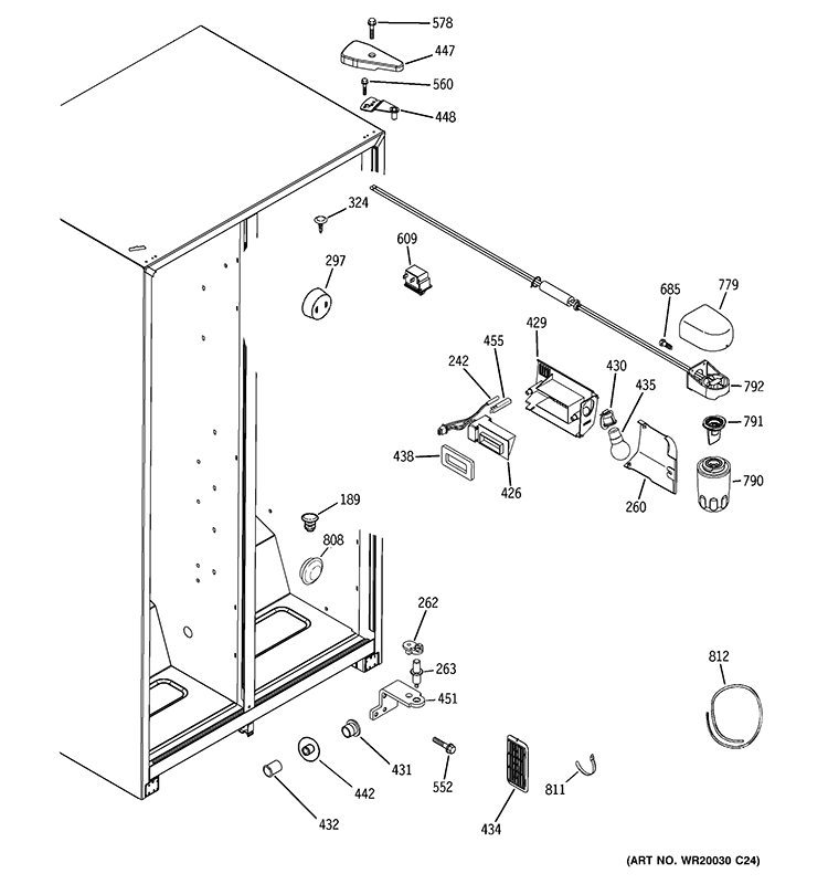 FRESH FOOD SECTION Diagram and Parts List for HSM25GFTASA  Hotpoint Refrigerator