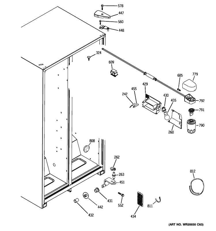 FRESH FOOD SECTION Diagram and Parts List for HSM25GFTGSA  Hotpoint Refrigerator