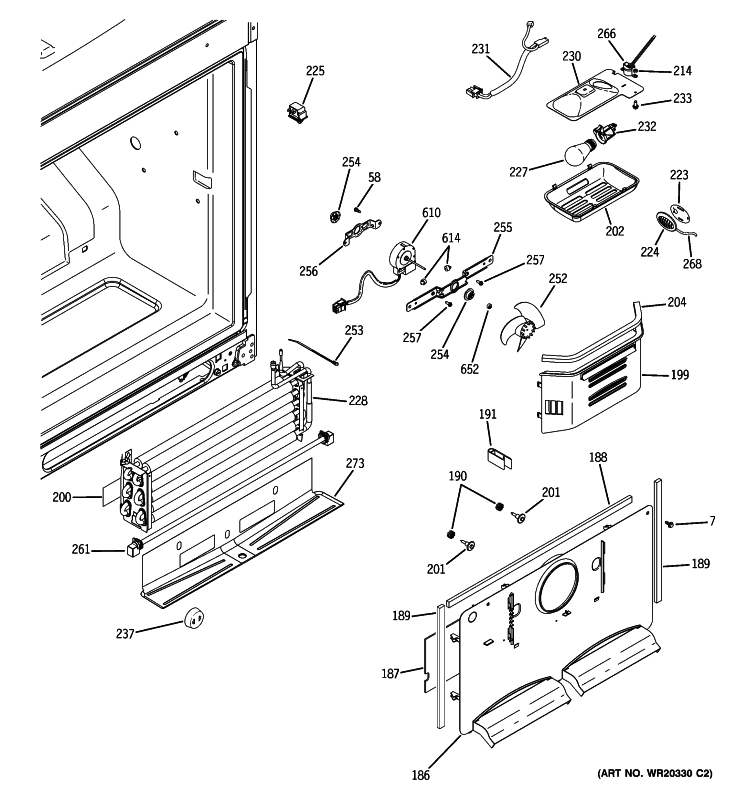 FREEZER SECTION Diagram and Parts List for GDSS0KBXARSS  General Electric Refrigerator