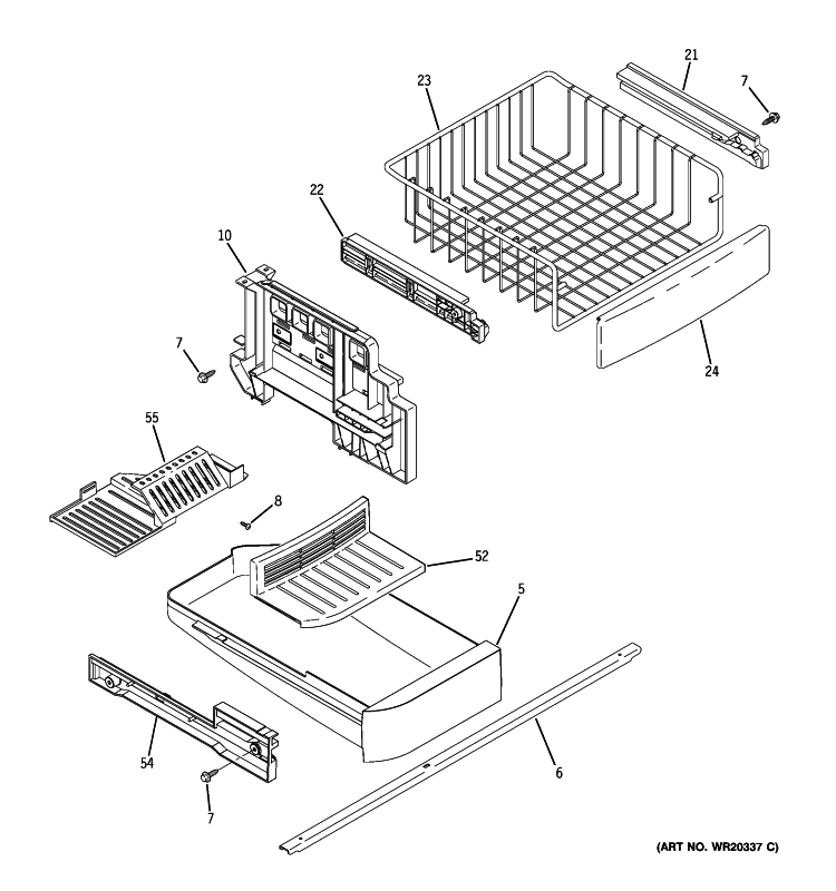 FREEZER SHELVES Diagram and Parts List for GDSS0KBXARSS  General Electric Refrigerator