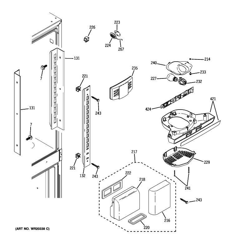 FRESH FOOD SECTION Diagram and Parts List for GDSS0KBXARSS  General Electric Refrigerator