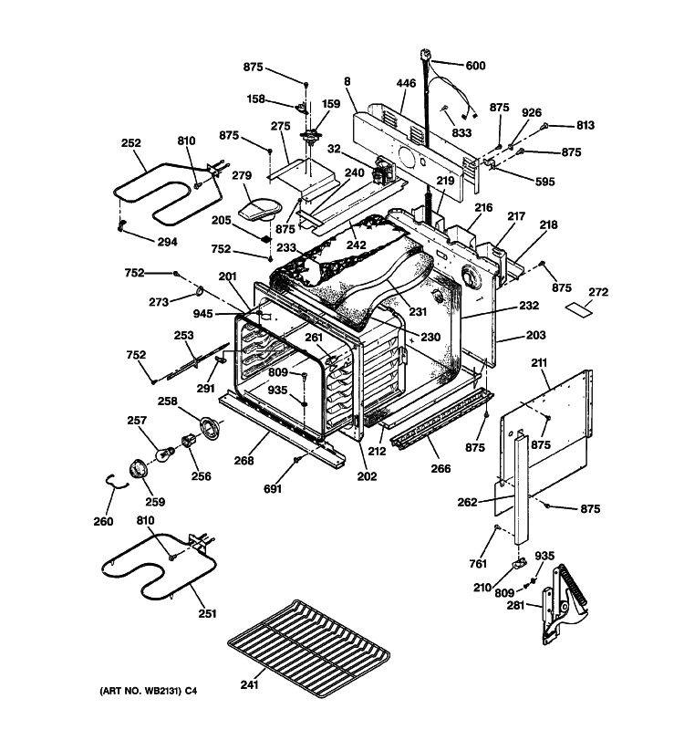 BODY PARTS Diagram and Parts List for JMP31WC3WW  General Electric Range