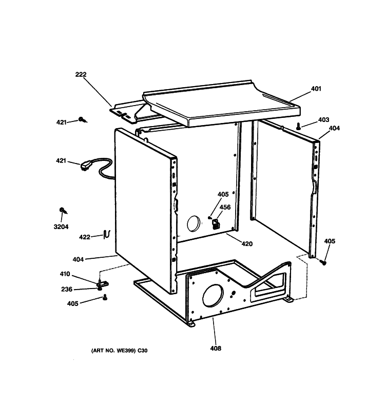 CABINET Diagram and Parts List for DVLR223GG4WW  General Electric Dryer