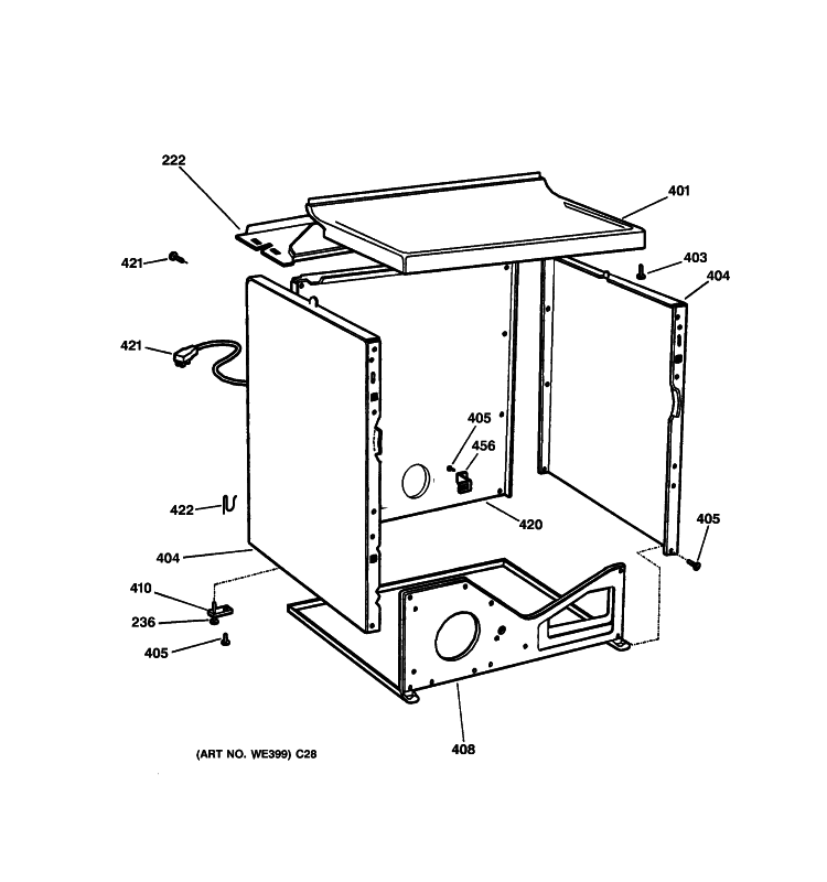 CABINET Diagram and Parts List for DRSR495GG4WW  General Electric Dryer
