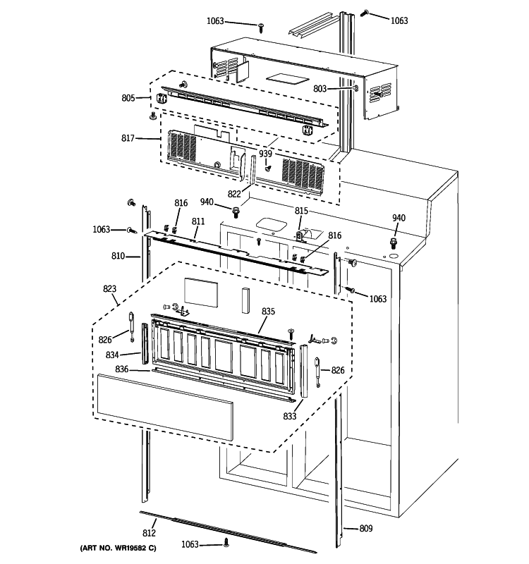CABINET 1 Diagram and Parts List for PSB48YGXASV  General Electric Refrigerator