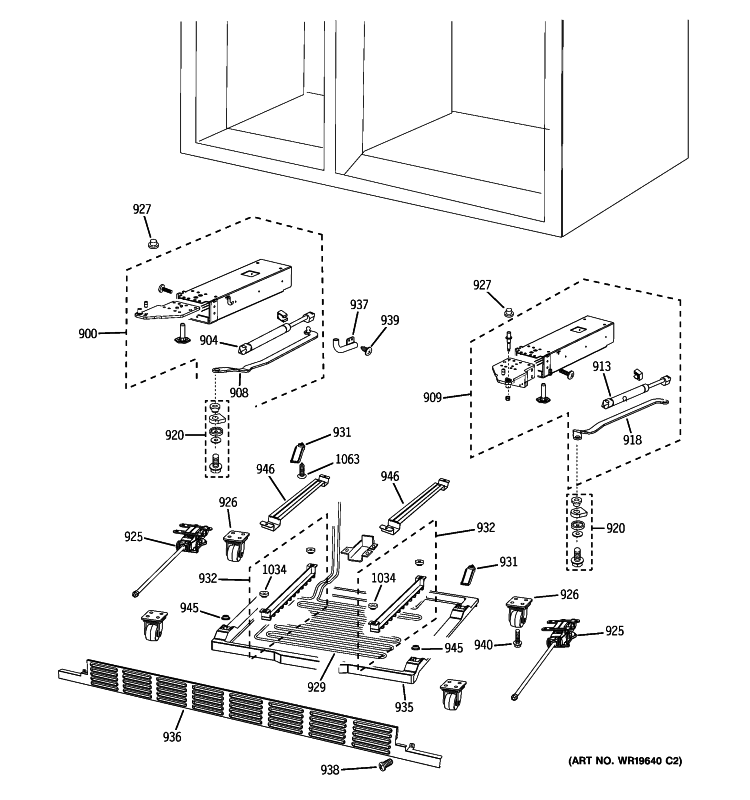 CABINET 2 Diagram and Parts List for PSB48YGXASV  General Electric Refrigerator