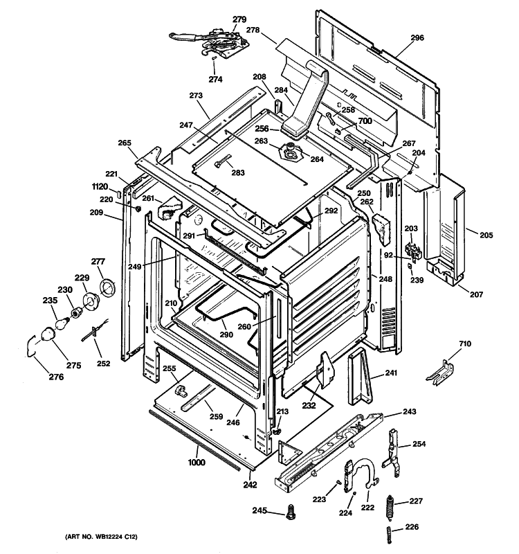 BODY PARTS Diagram and Parts List for JBP61DM2WW  General Electric Range