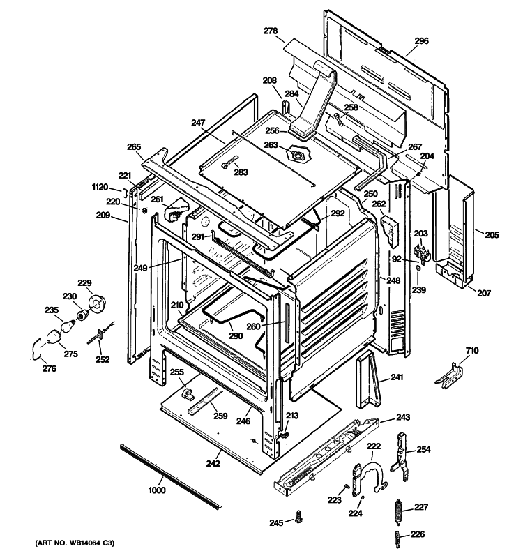 BODY PARTS Diagram and Parts List for JBS56DM2WW  General Electric Range