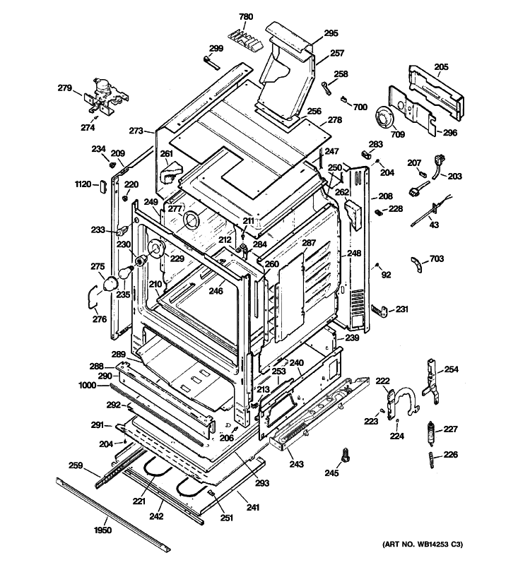 BODY PARTS Diagram and Parts List for JGBP85DEM2WW  General Electric Range