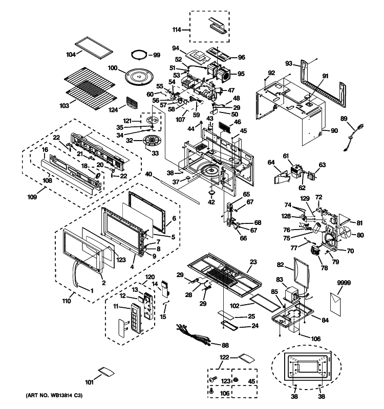 MICROWAVE Diagram and Parts List for JVM1871SK05  General Electric Microwave
