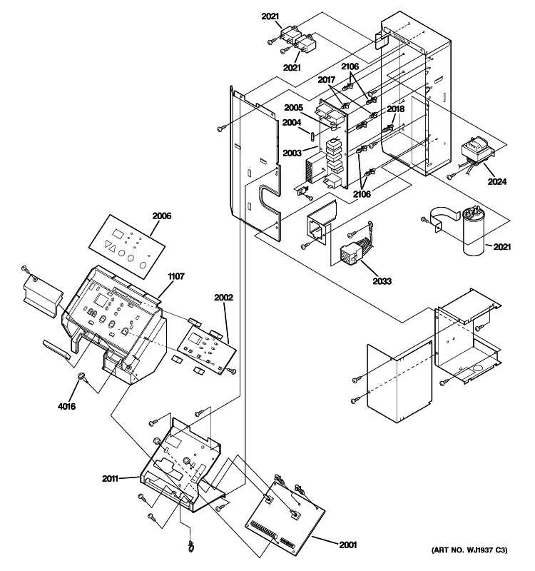 CONTROL PARTS Diagram and Parts List for AZ39H07EABM1  General Electric Air Conditioner
