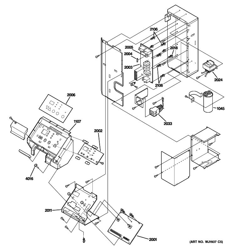 CONTROL PARTS Diagram and Parts List for AZ39H09DACM1  General Electric Air Conditioner