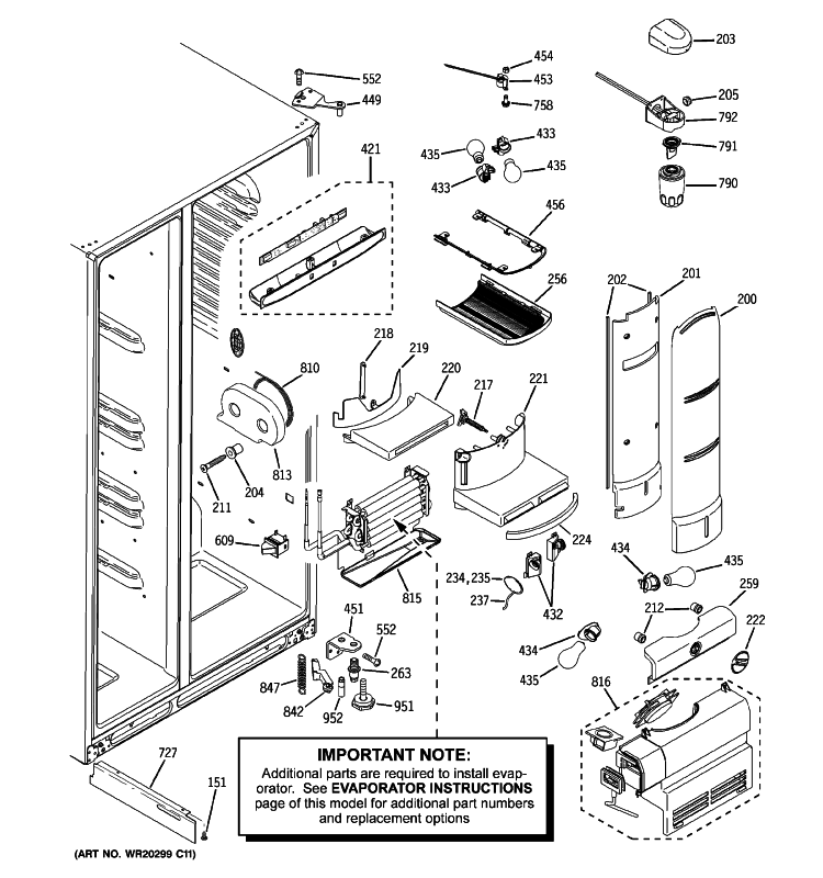 FRESH FOOD SECTION Diagram and Parts List for PJE25MGTFFKB  General Electric Refrigerator