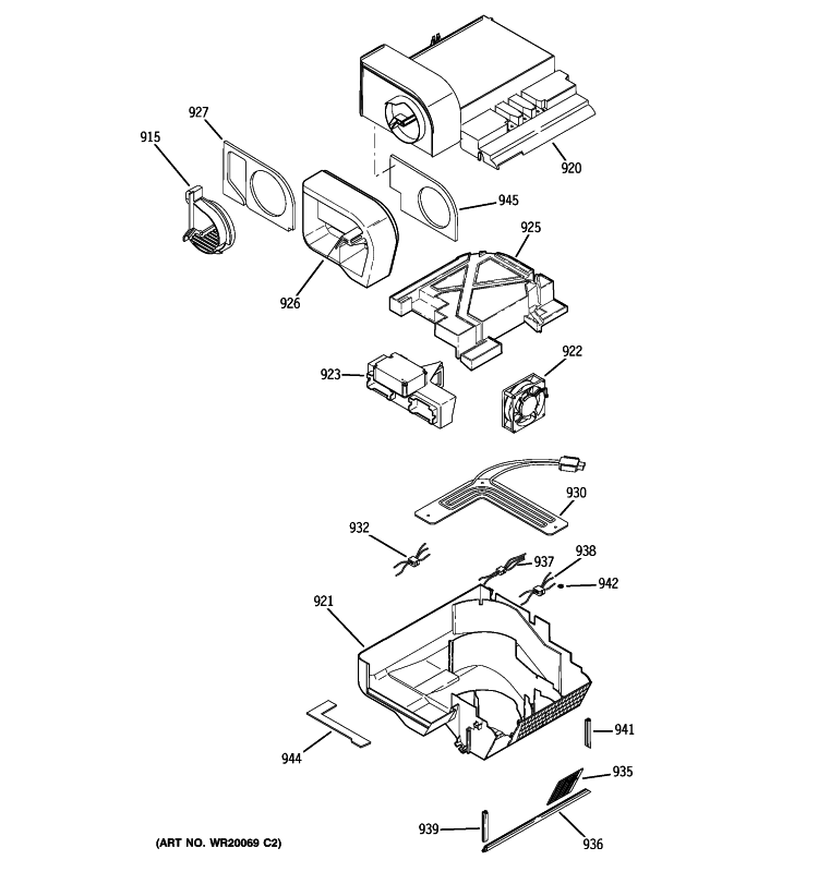 CUSTOM COOL Diagram and Parts List for PJE25PGTFFKB  General Electric Refrigerator