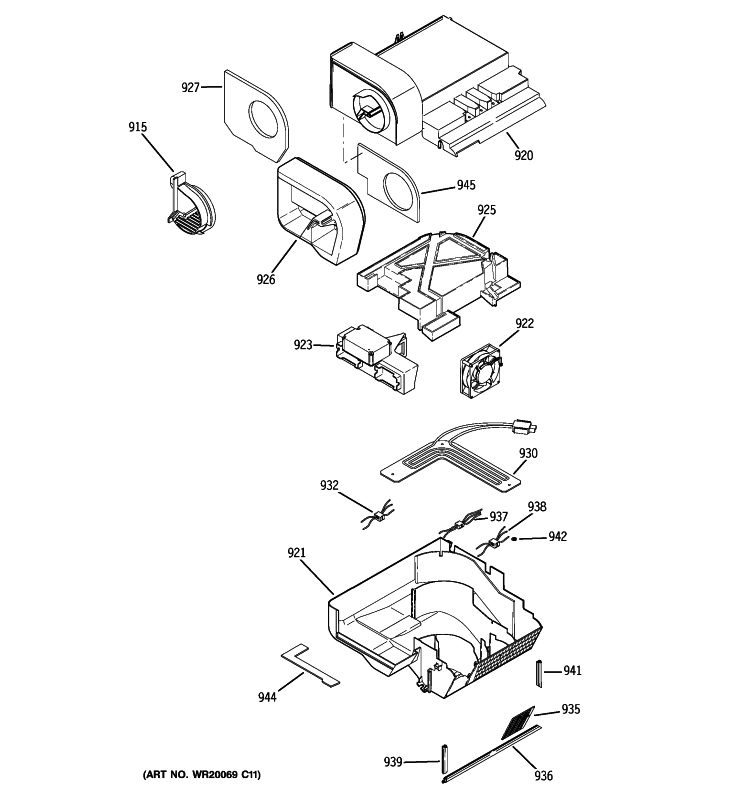 CUSTOM COOL Diagram and Parts List for PJE25PGTFFSV  General Electric Refrigerator