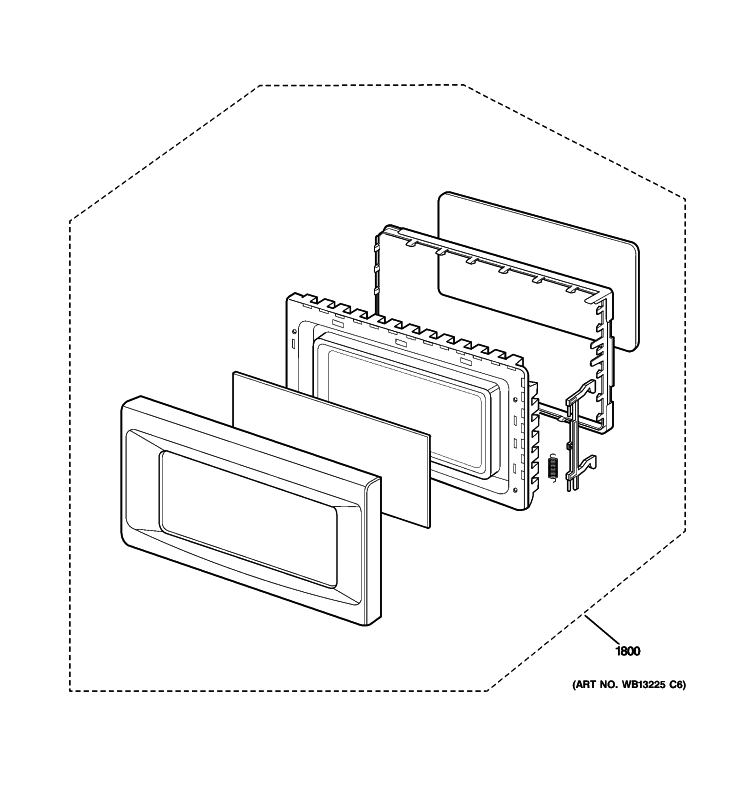 DOOR PARTS Diagram and Parts List for JES735WJ03  General Electric Microwave